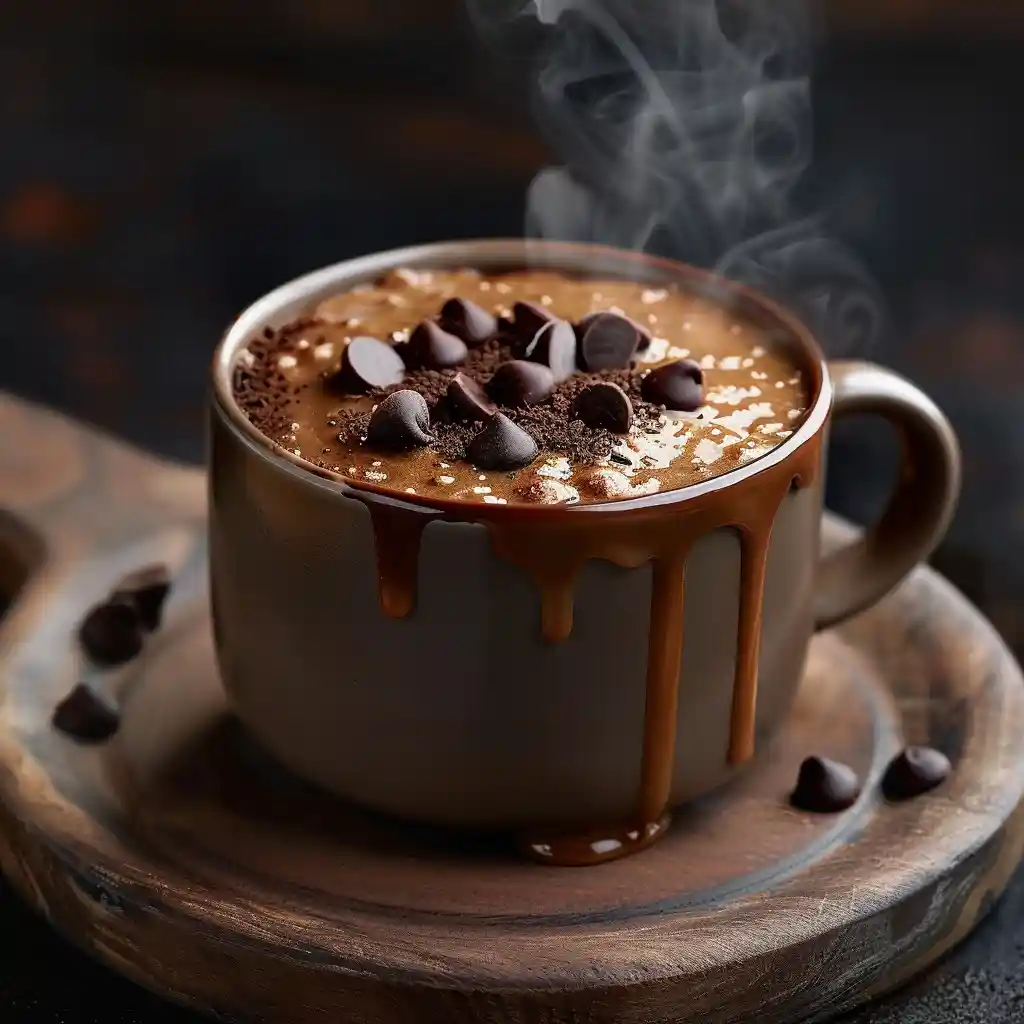 Freshly cooked Chocolate Caramel Mug Cake