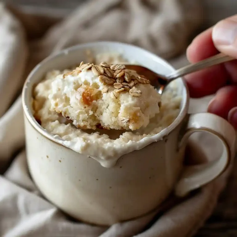 Close-up of Cottage Cheese Mug Cake With Oats