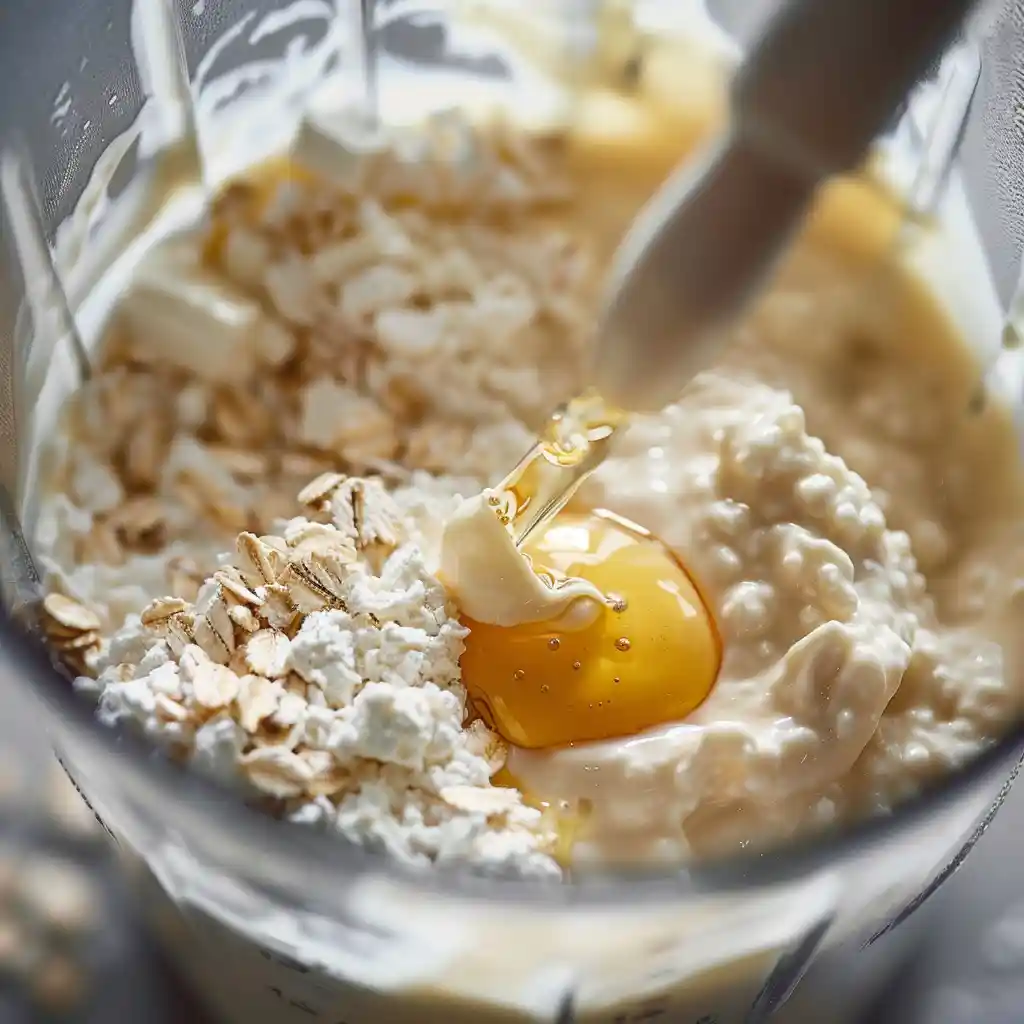 Blending batter for Cottage Cheese Mug Cake With Oats