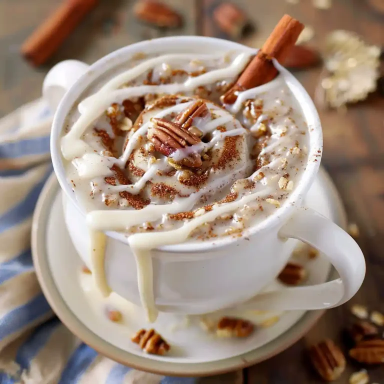 Microwave Cinnamon Roll Oatmeal in a Mug close-up