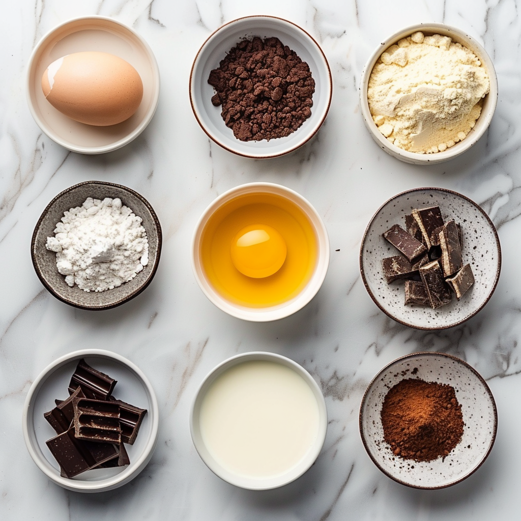 Baked Desserts ingredients for chocolate fudge cakes