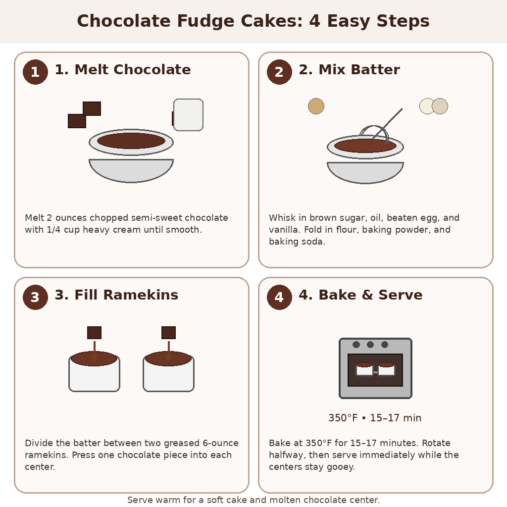 Baked Desserts step-by-step chocolate fudge cakes