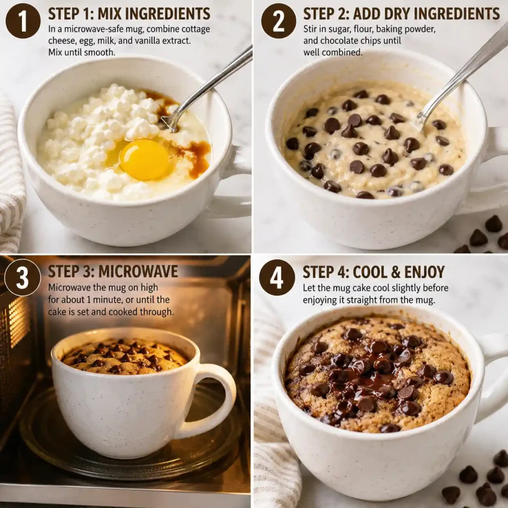 Steps for Cottage Cheese Chocolate Chip Mug Cake