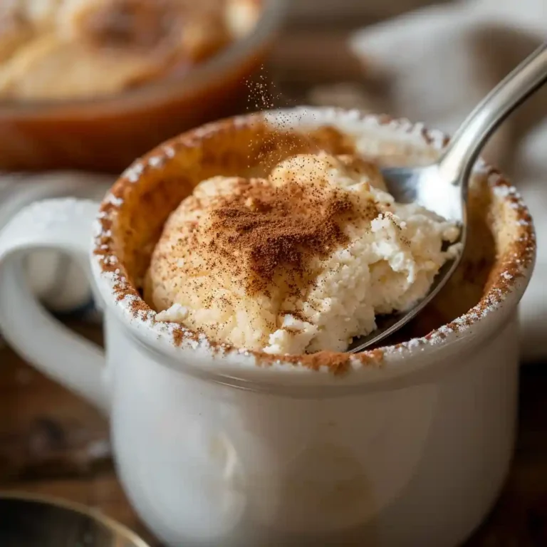 Cottage Cheese Snickerdoodle Mug Cake close up
