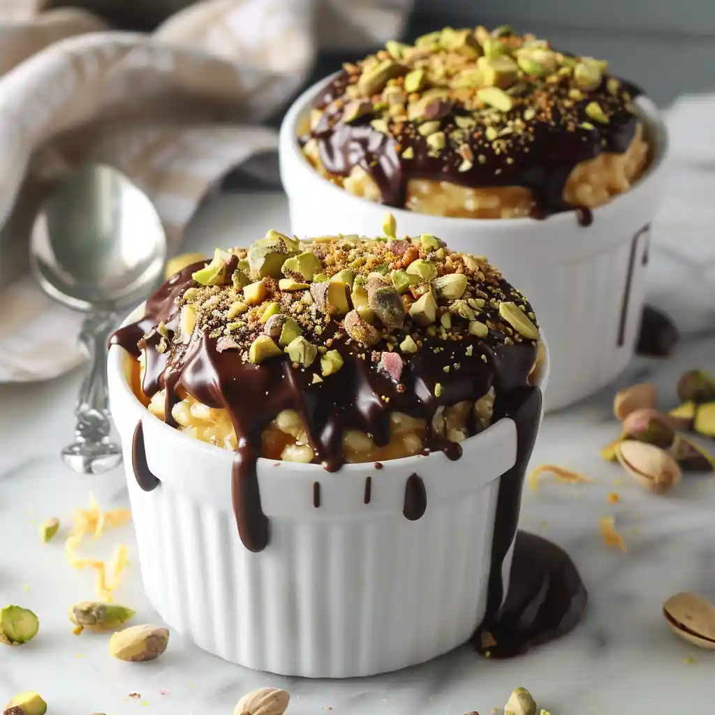 Dubai Chocolate Mug Cake with pistachio and crispy kataifi