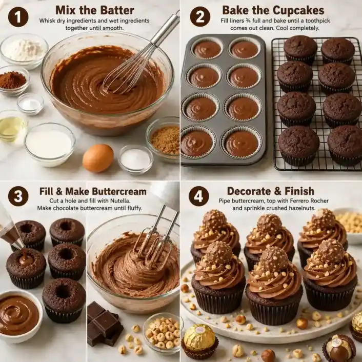 How to make Ferrero Rocher Cupcakes step by step