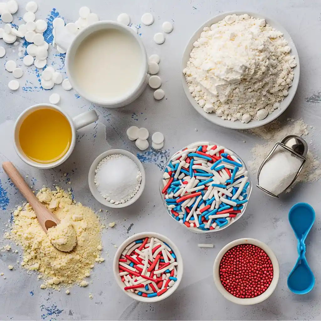Ingredients for Fireworks Funfetti Mug Cake