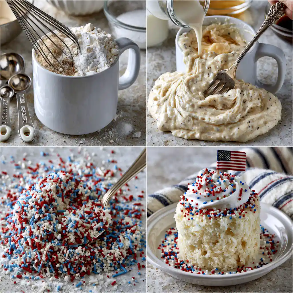 Steps to make Fireworks Funfetti Mug Cake