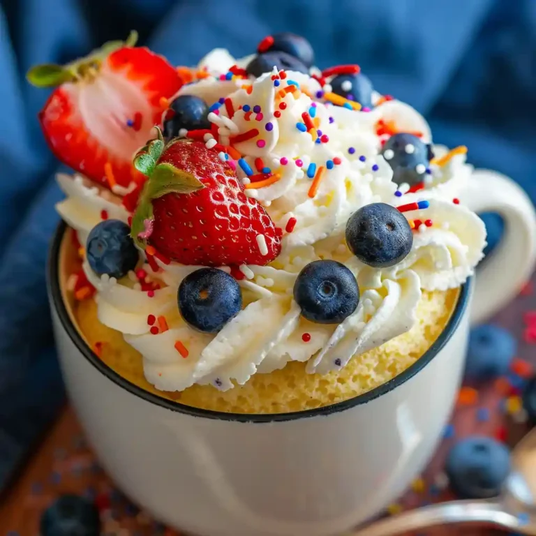 Independence Day Mug Cake close-up