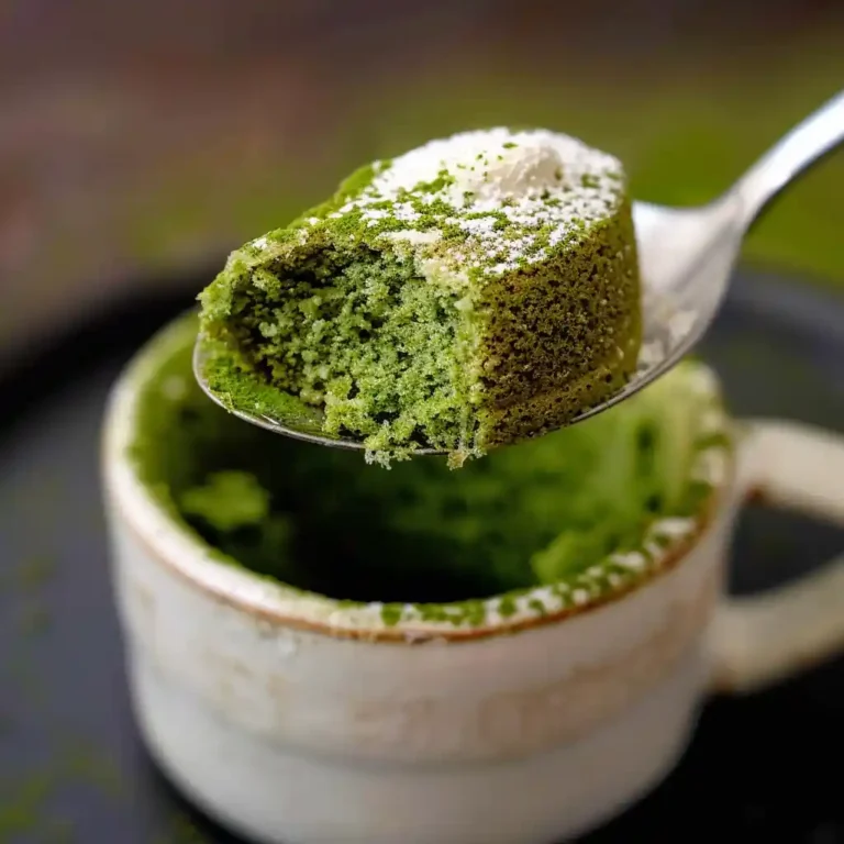 Close-up of Matcha Vanilla Mug Cake