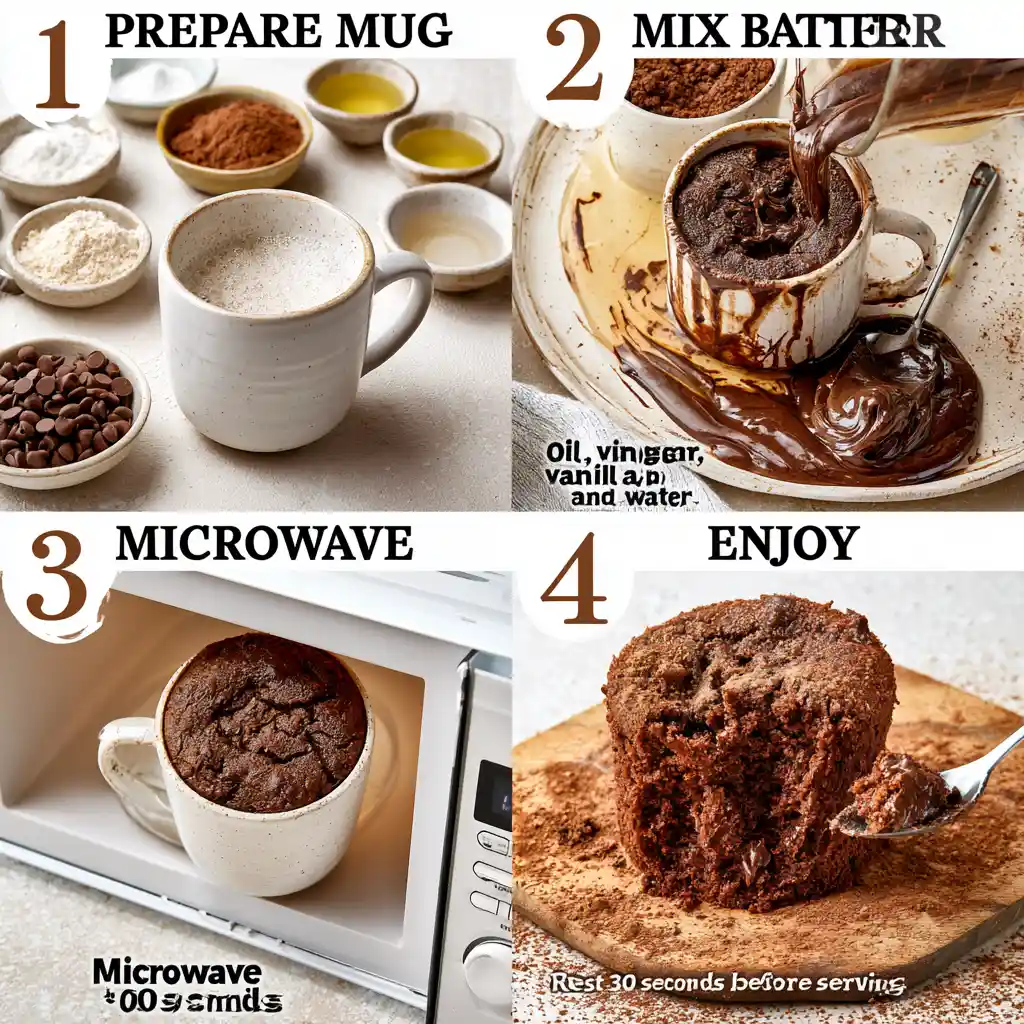 Step-by-step mug cake light 100 calorie preparation