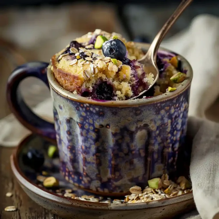Close-up Berry and Pistachio Mug Cakes texture