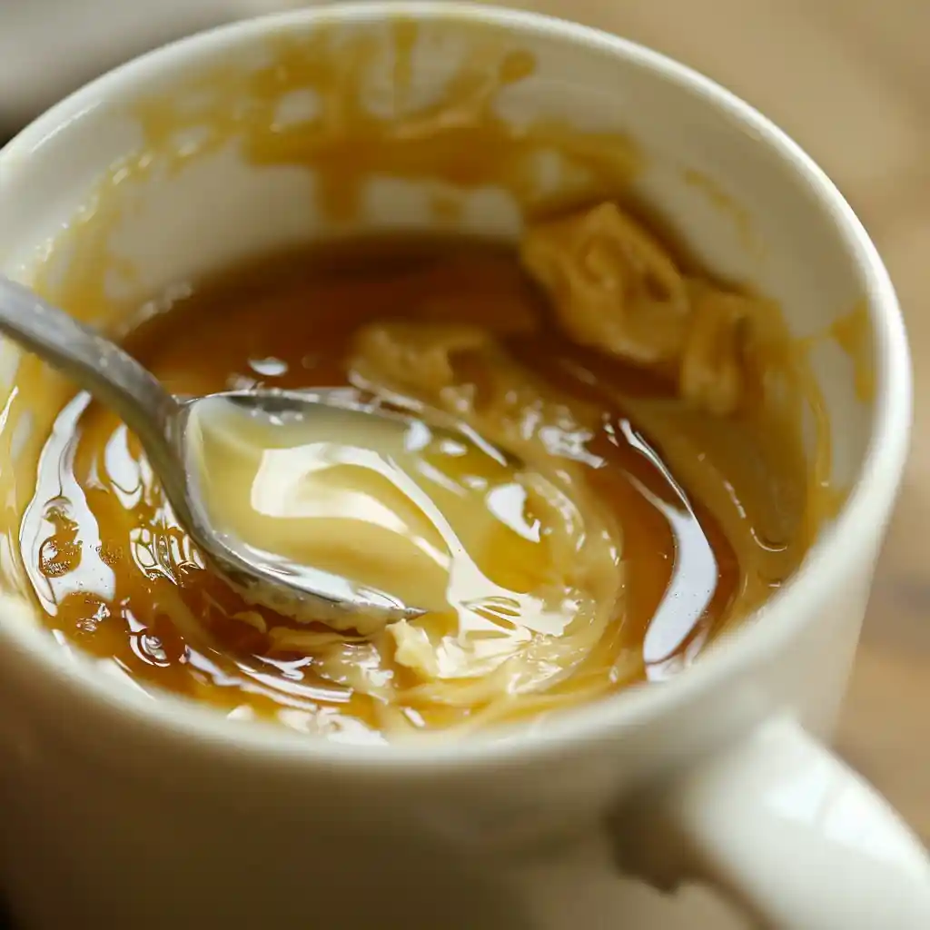 Melting butter and golden syrup for Butterscotch Mug Cakes