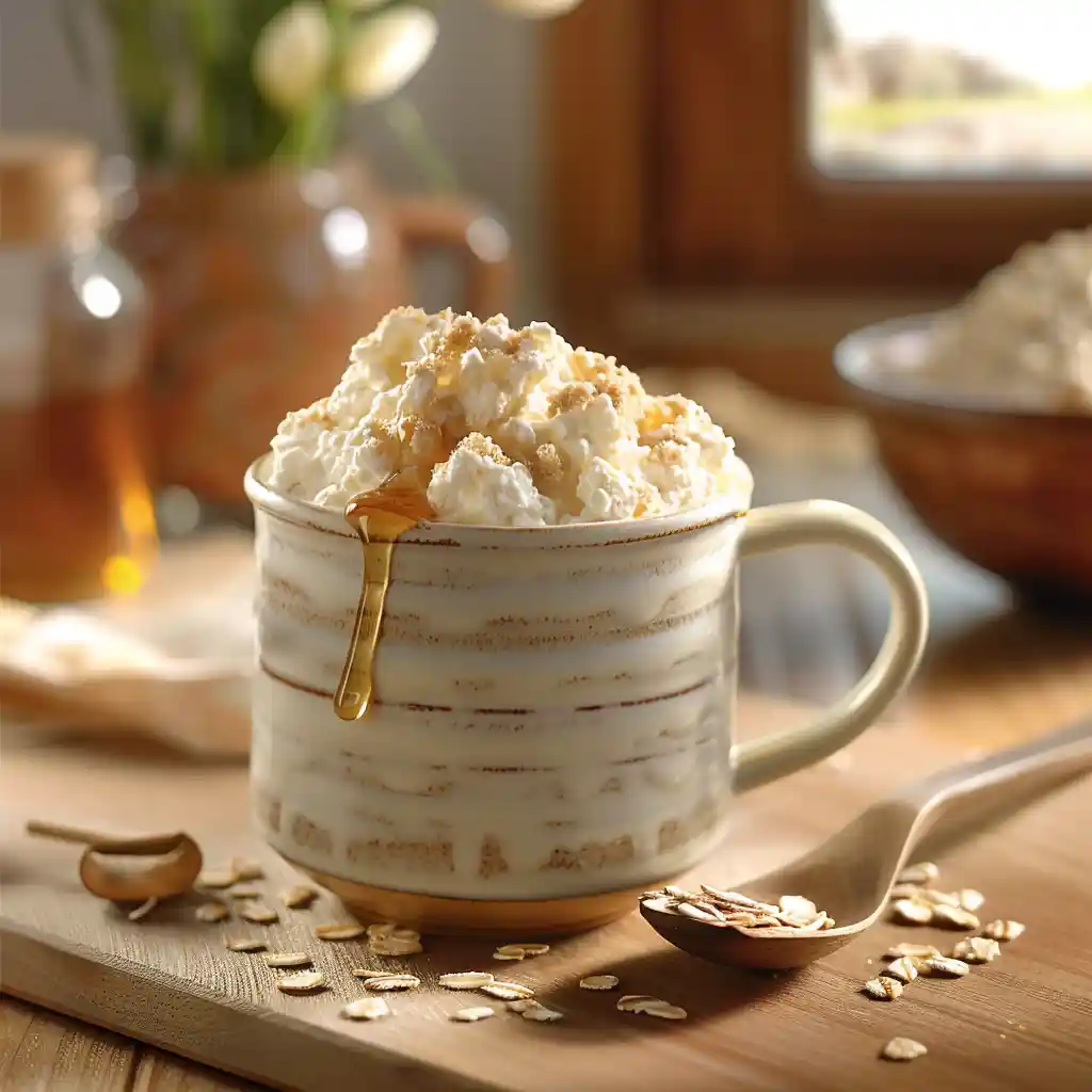 Cottage Cheese Mug Cake With Oat Flour made in the microwave