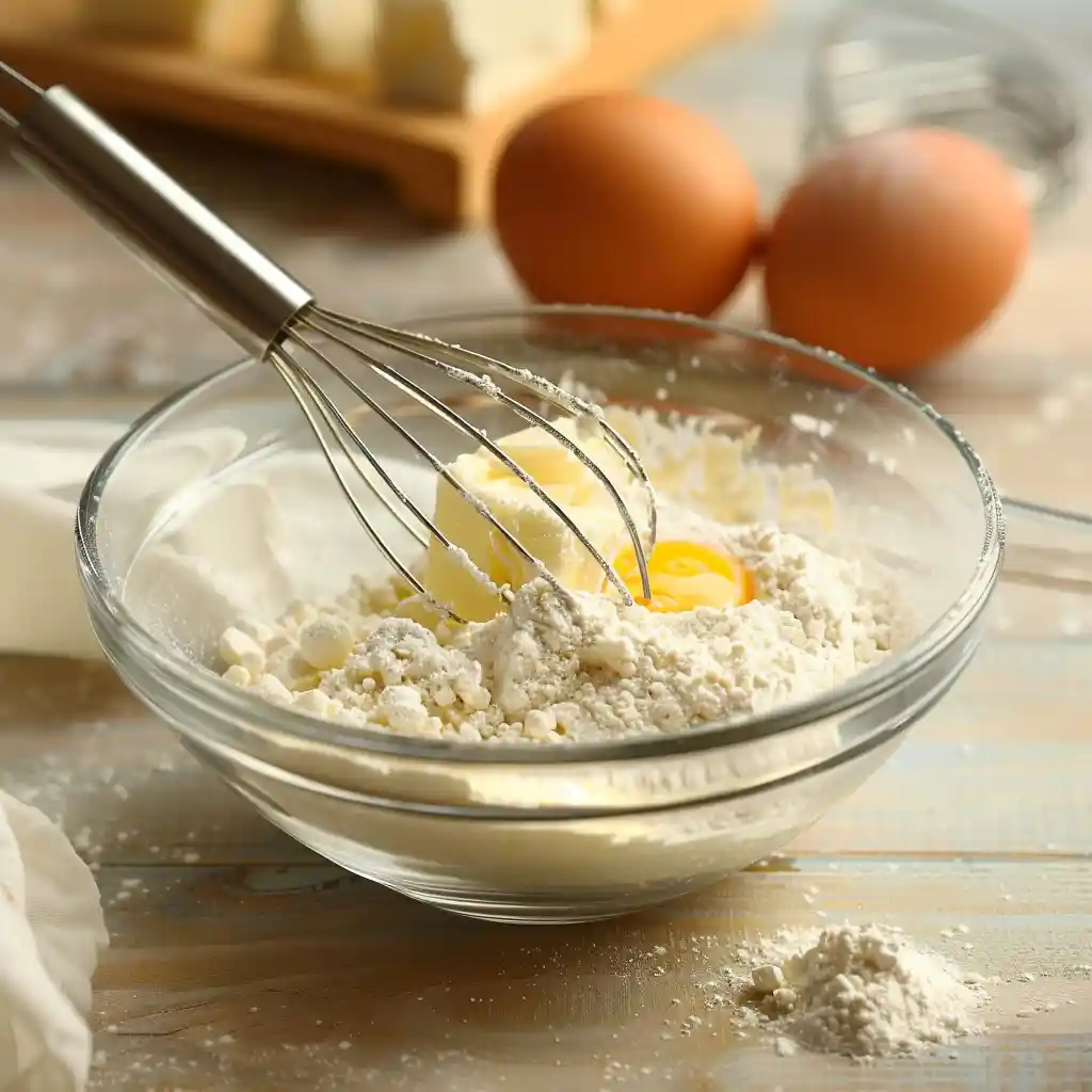 Preparing batter for Custard Cream Mug Cakes