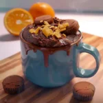 Jaffa Cake Mug Cakes with chocolate and fresh orange zest