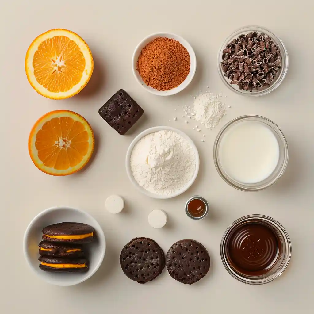 Jaffa Cake Mug Cakes ingredients with cocoa and orange