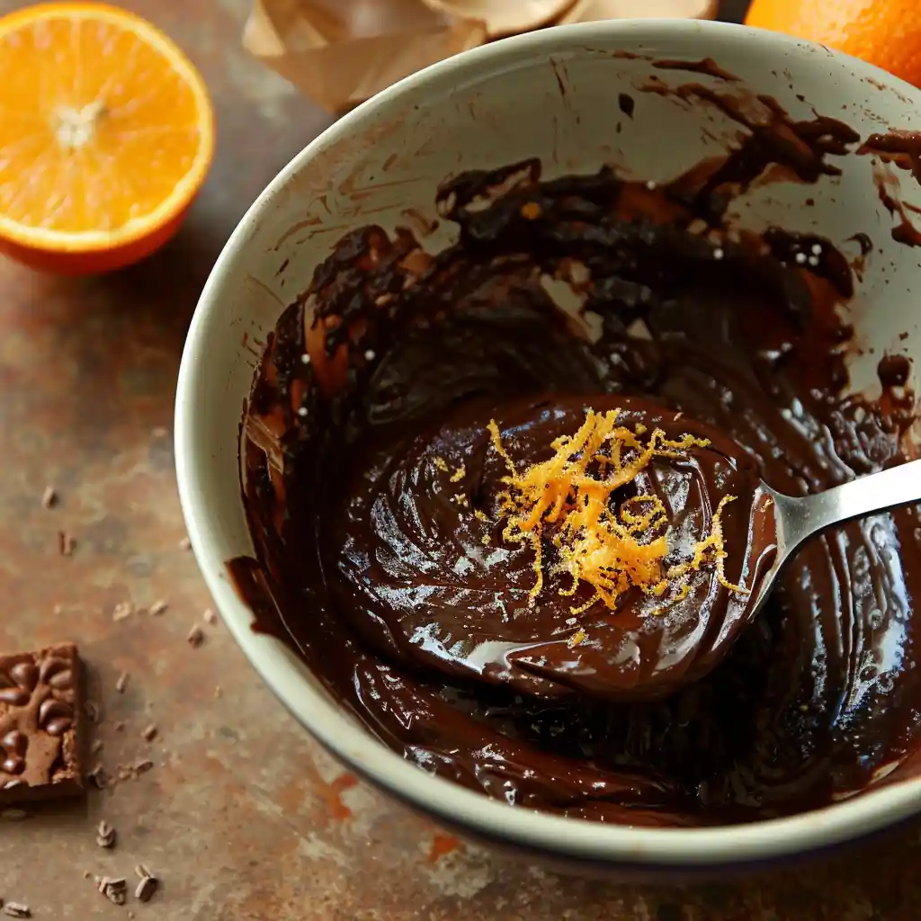 Mixing Jaffa Cake Mug Cakes chocolate orange batter