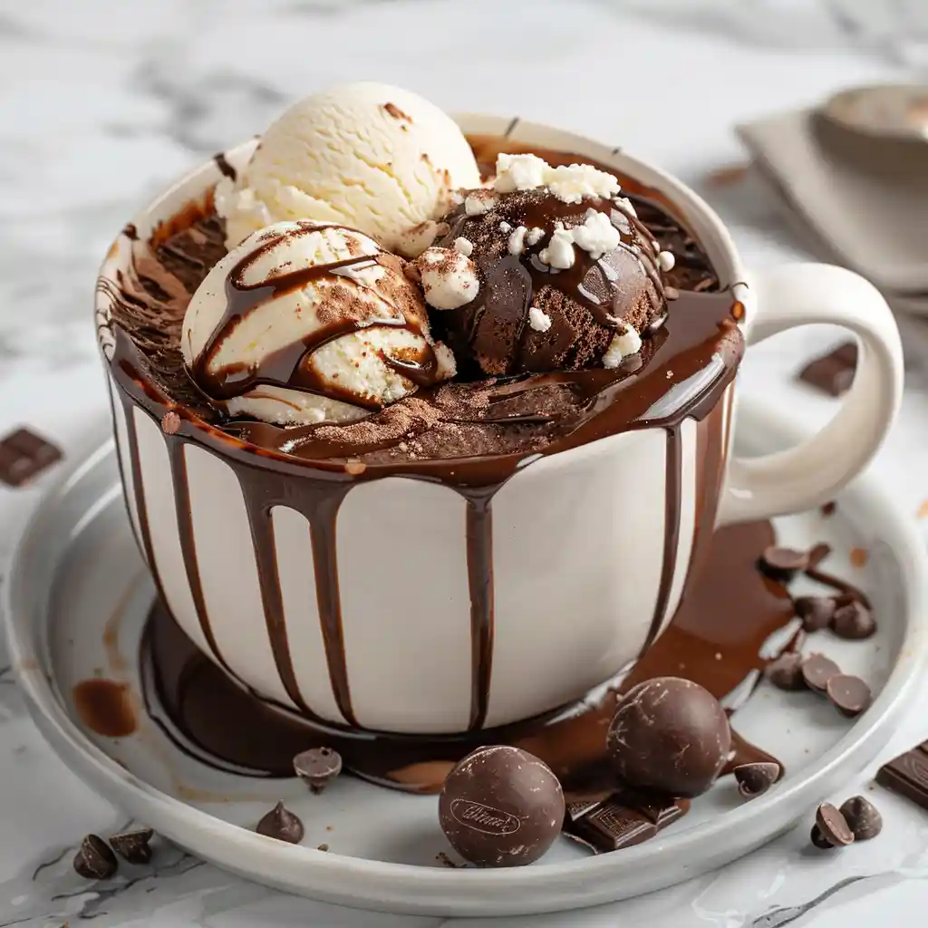 Fresh Lindt Chocolate Mug Cakes after microwaving