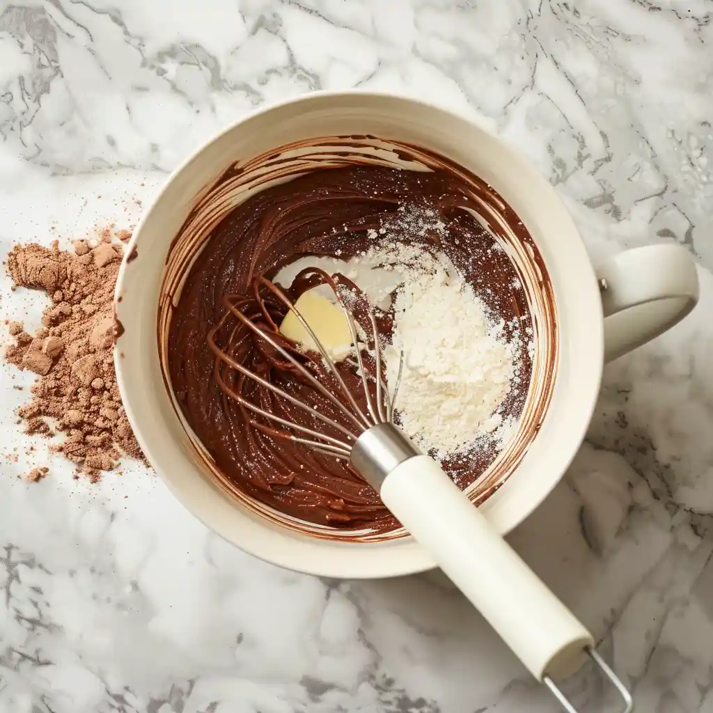 Mixing Lindt Chocolate Mug Cakes batter