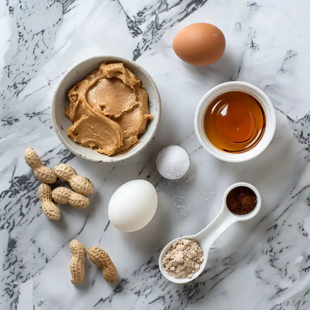 Mug cake peanut eggs ingredients with peanut butter and egg