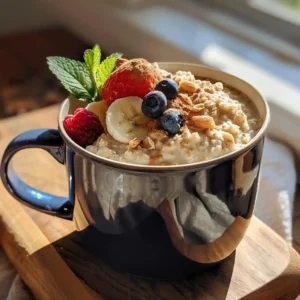Oatmeal cottage cheese and egg Mug Cake creamy microwave breakfast